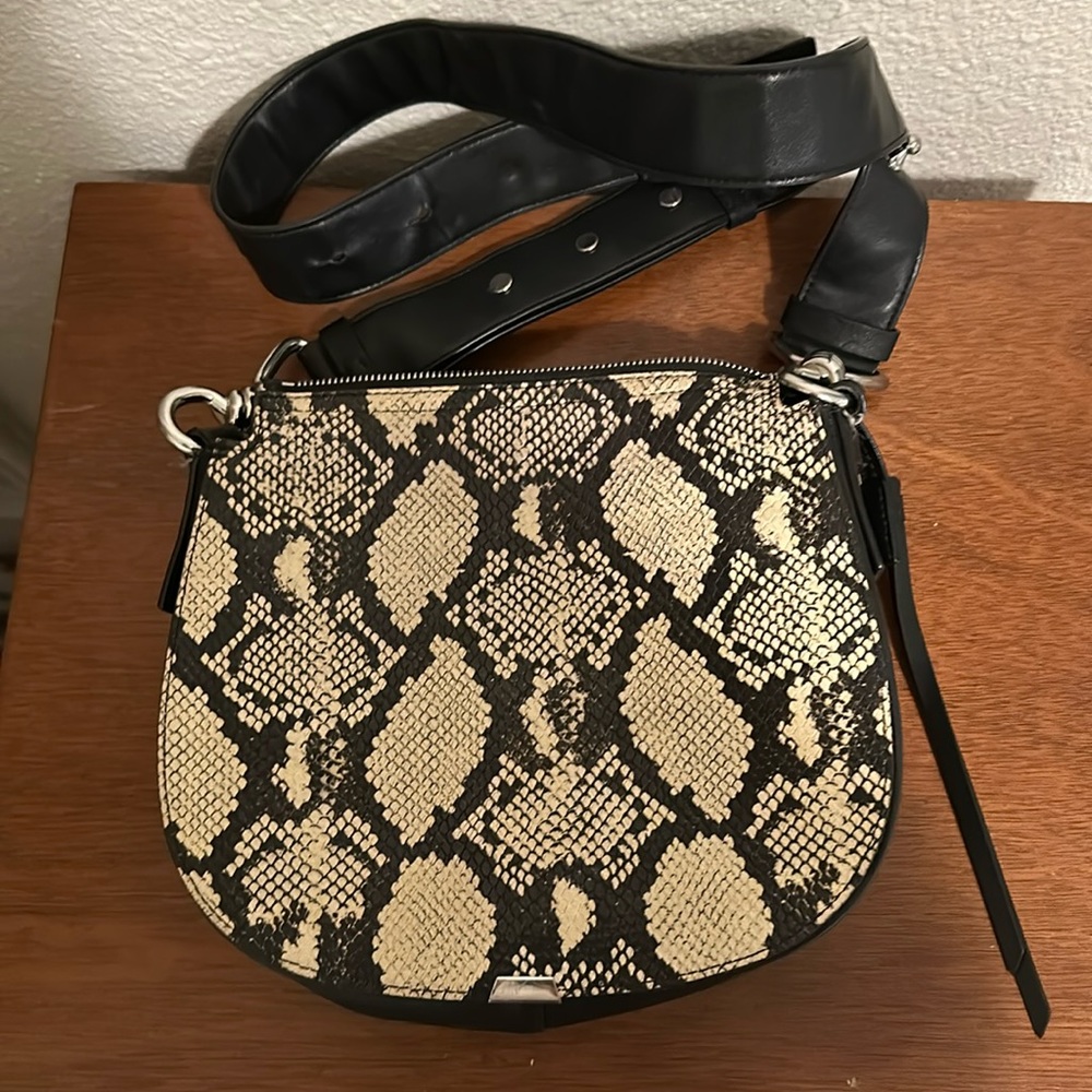 Allsaints snake print leather crossbody